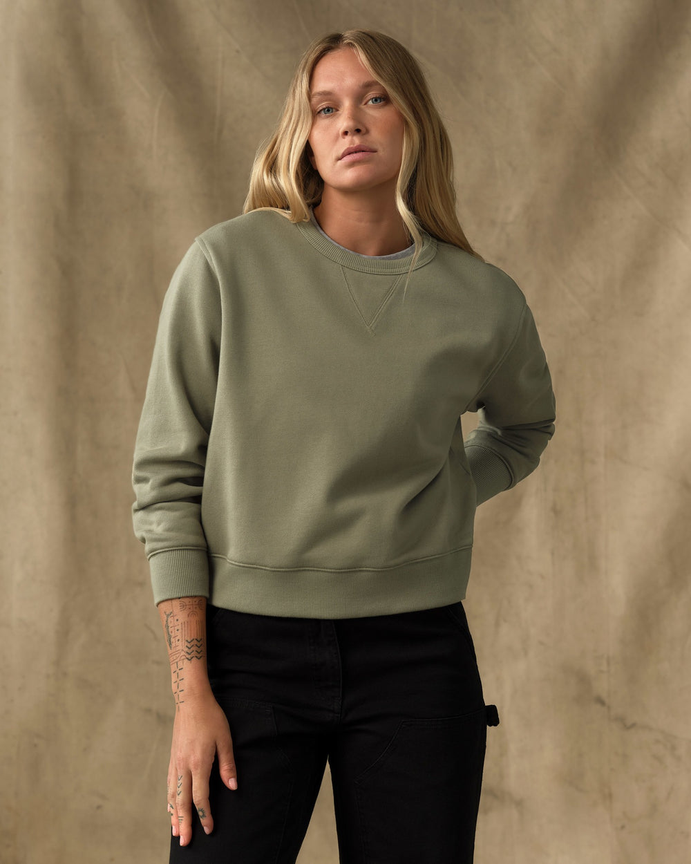 Women's French Terry Crewneck - Olive Branch