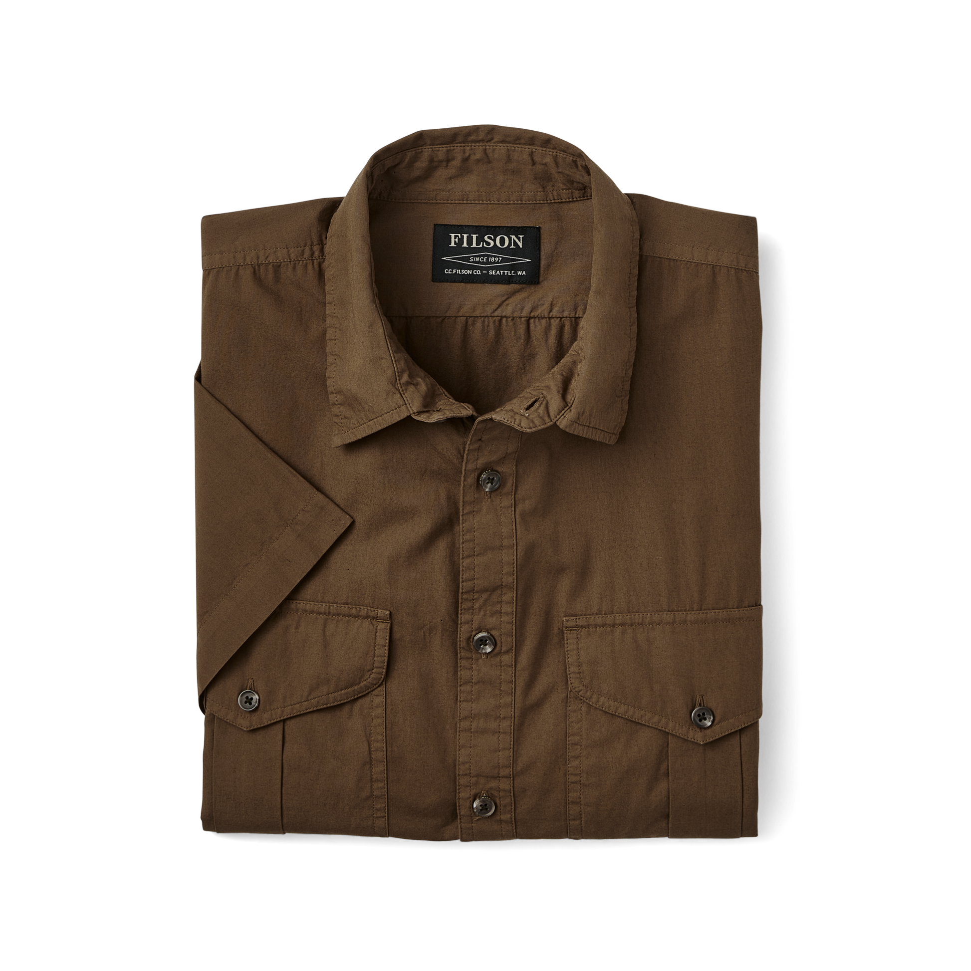 Alternate view of the Filson Filson's Washed Short Sleeve Feather Cloth Shirt - Lab Brown