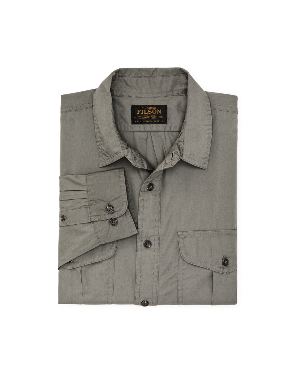 Alternate view of the Filson Filson's Washed Feather Cloth Shirt - Olive Gray