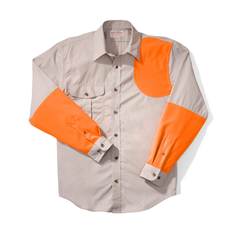 Lt Wt Shooting Shirt - Left  (extended) - Desert Tan/blaze Orange