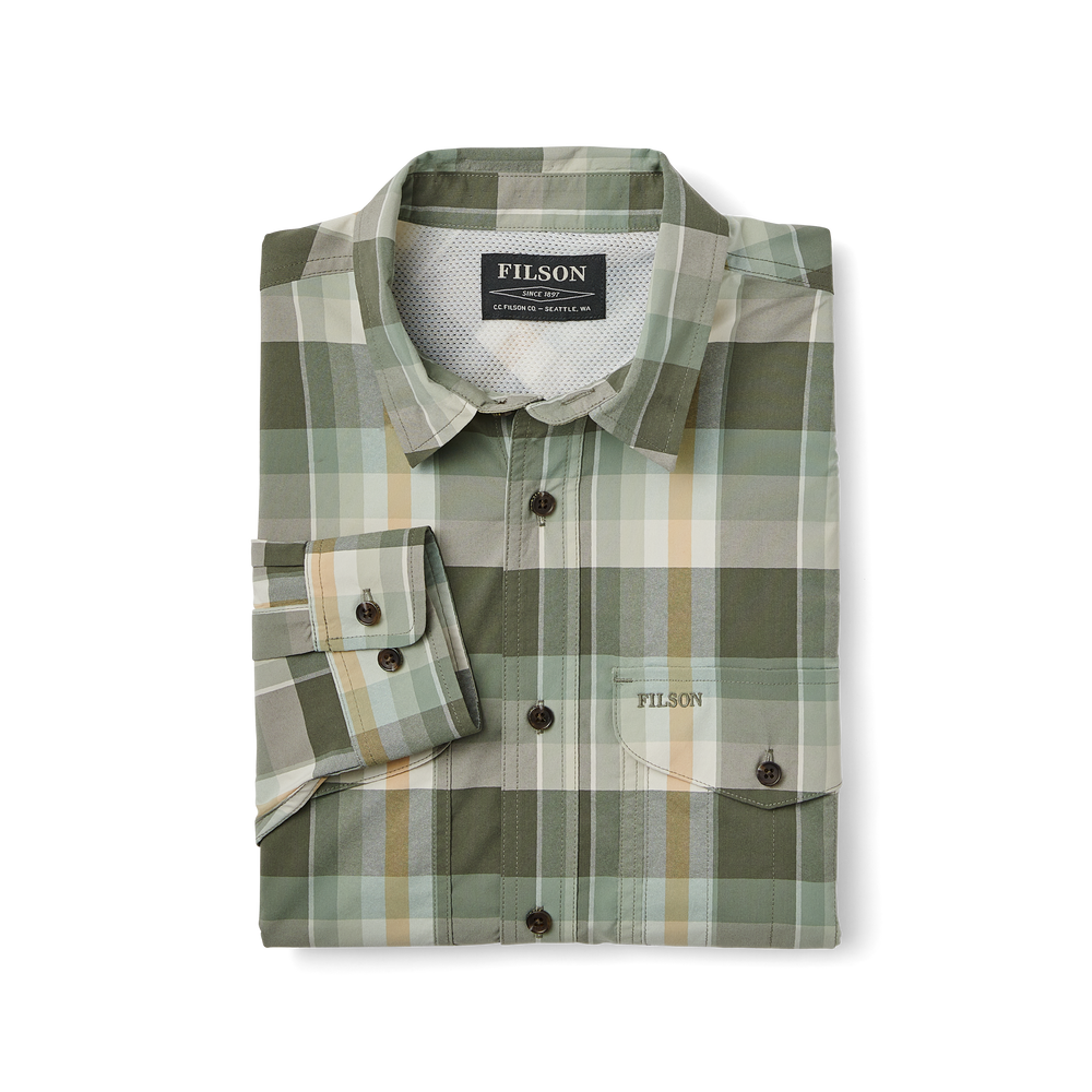Twin Lakes Sport Shirt - Olive / White / Gold
