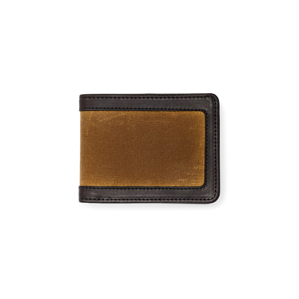 Front-facing image of the Filson Tin Cloth Outfitter Wallet - Dark Tan