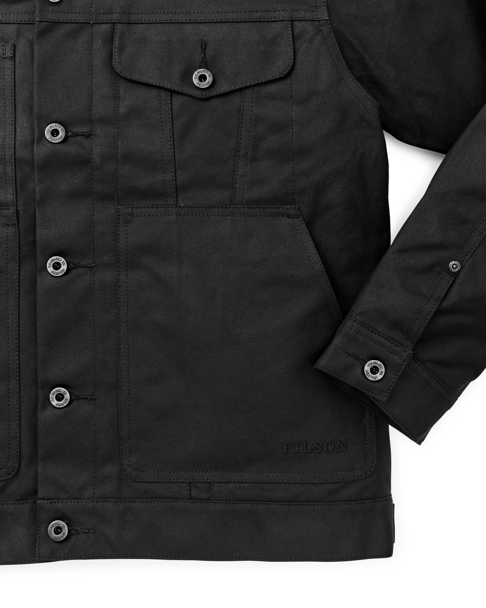 Alternate view of the Filson Tin Cloth Short Lined Cruiser Jacket - Black