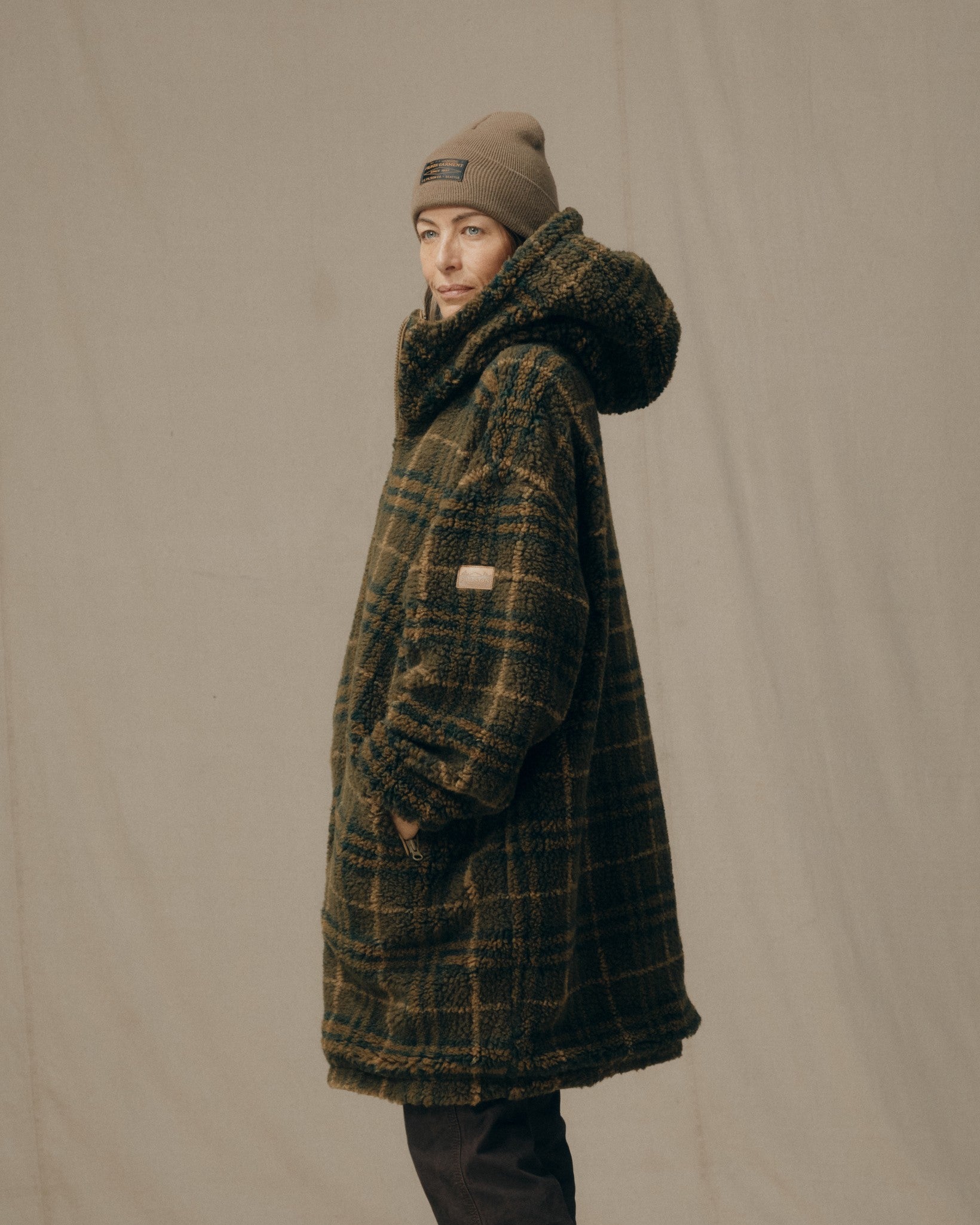 Women's Reversible Woolly Fleece Coat - Tan