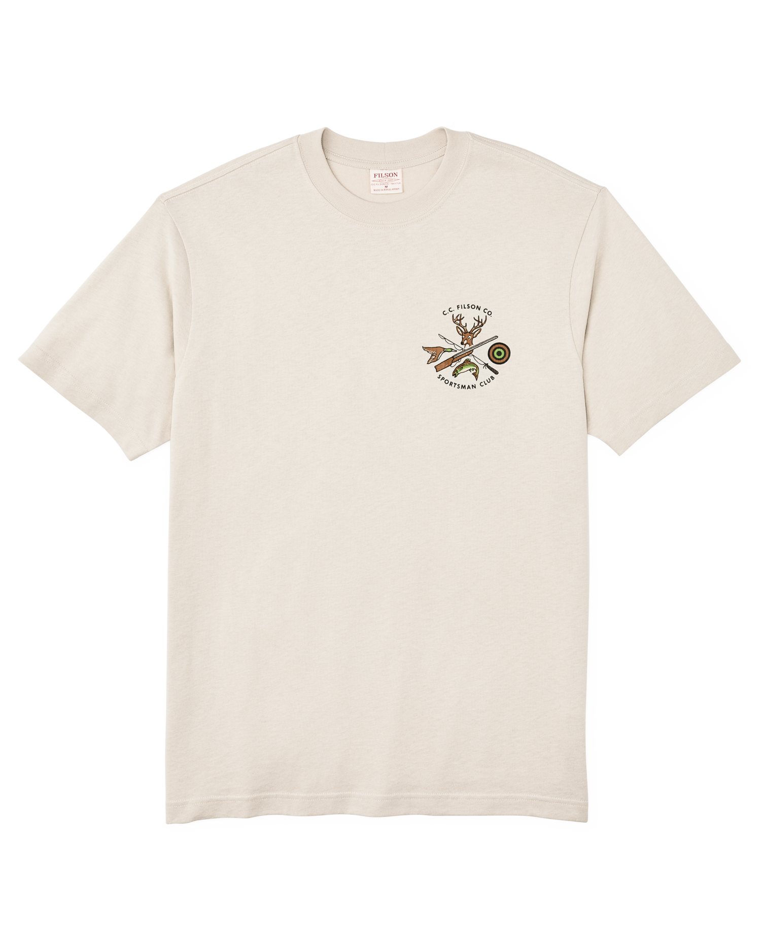 Front-facing image of the Filson S/s Sportsman Club Graphic T-shirt (frontier) - Cliff Gray / Sportsman Club