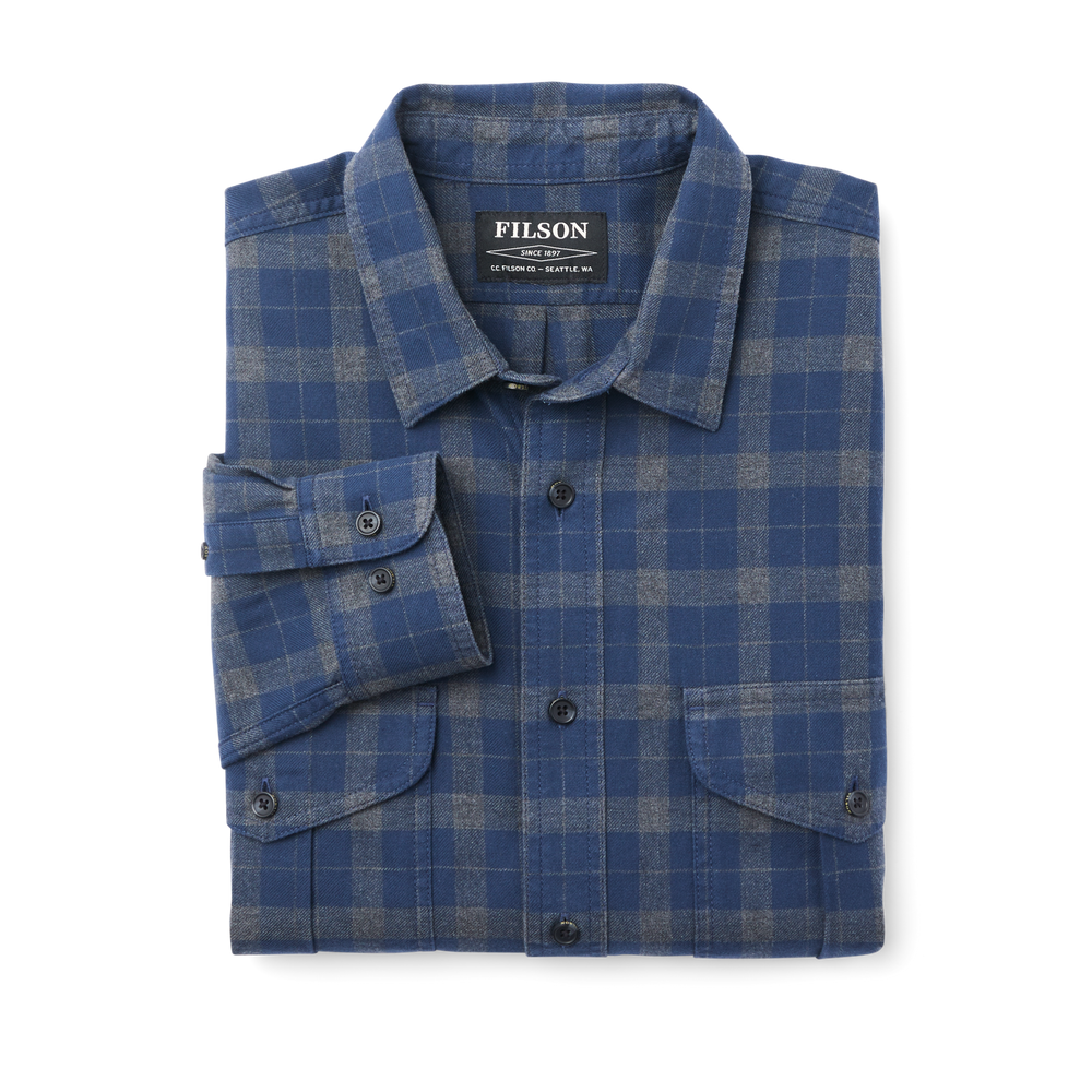 Alternate view of the Filson Lightweight Alaskan Guide Shirt - Navy/heather Gray