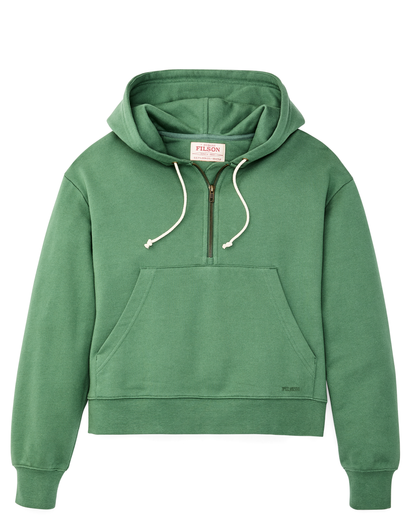 Women's French Terry Half-zip Hoodie - Light Forest
