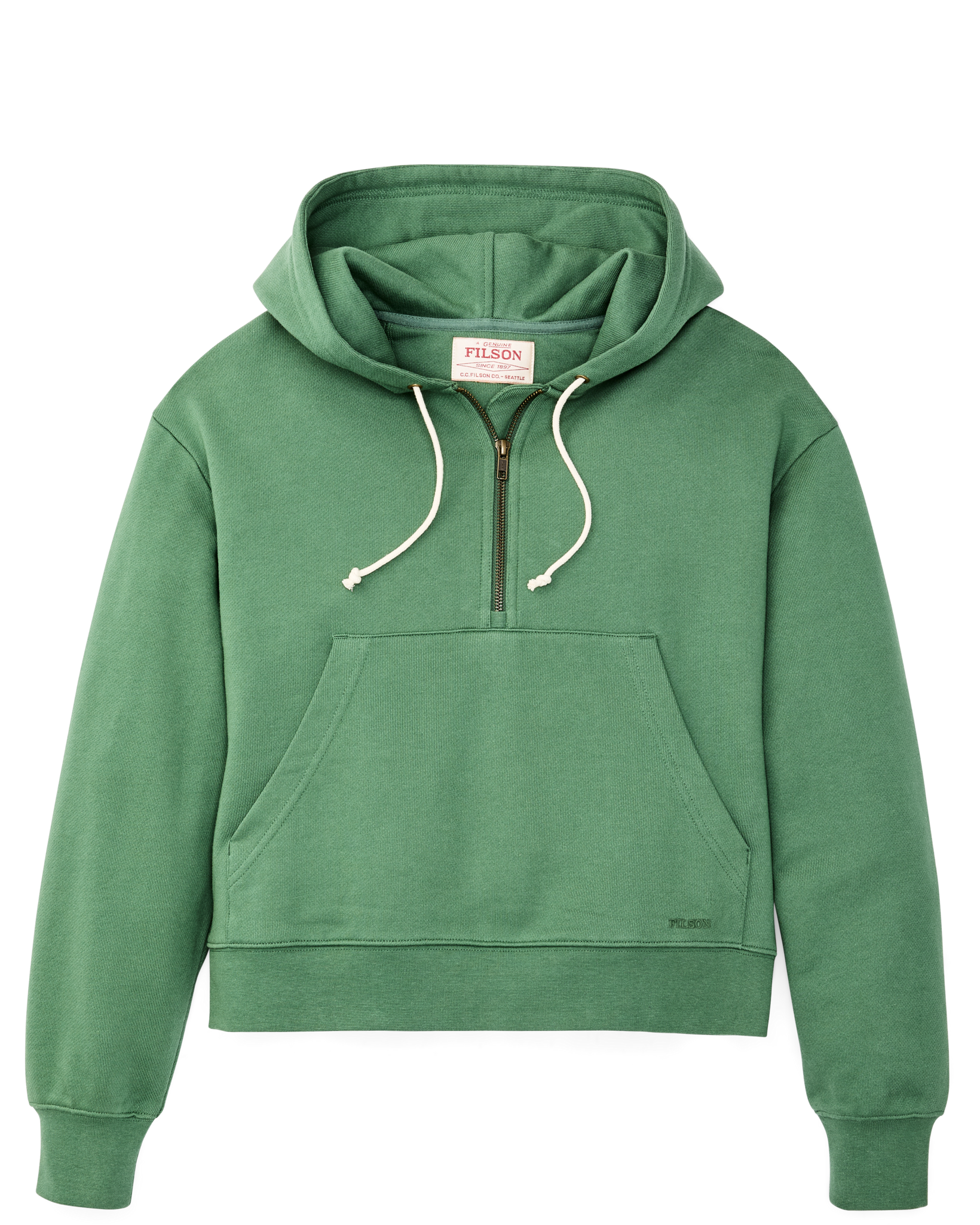 Women's French Terry Half-zip Hoodie - Light Forest