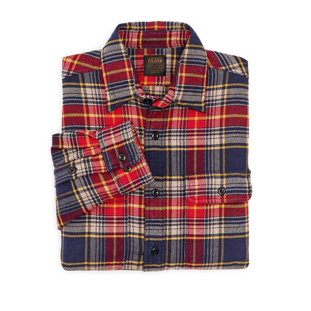 Alternate view of the Filson Vintage Flannel Work Shirt - Flag Blue / Walnut Plaid