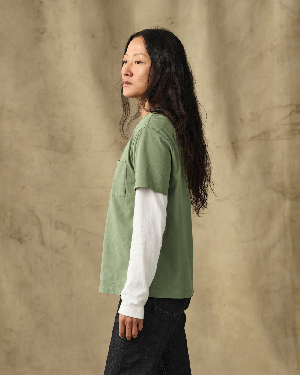 Women's Short Sleeve Pocket Tee - Washed Fatigue Green