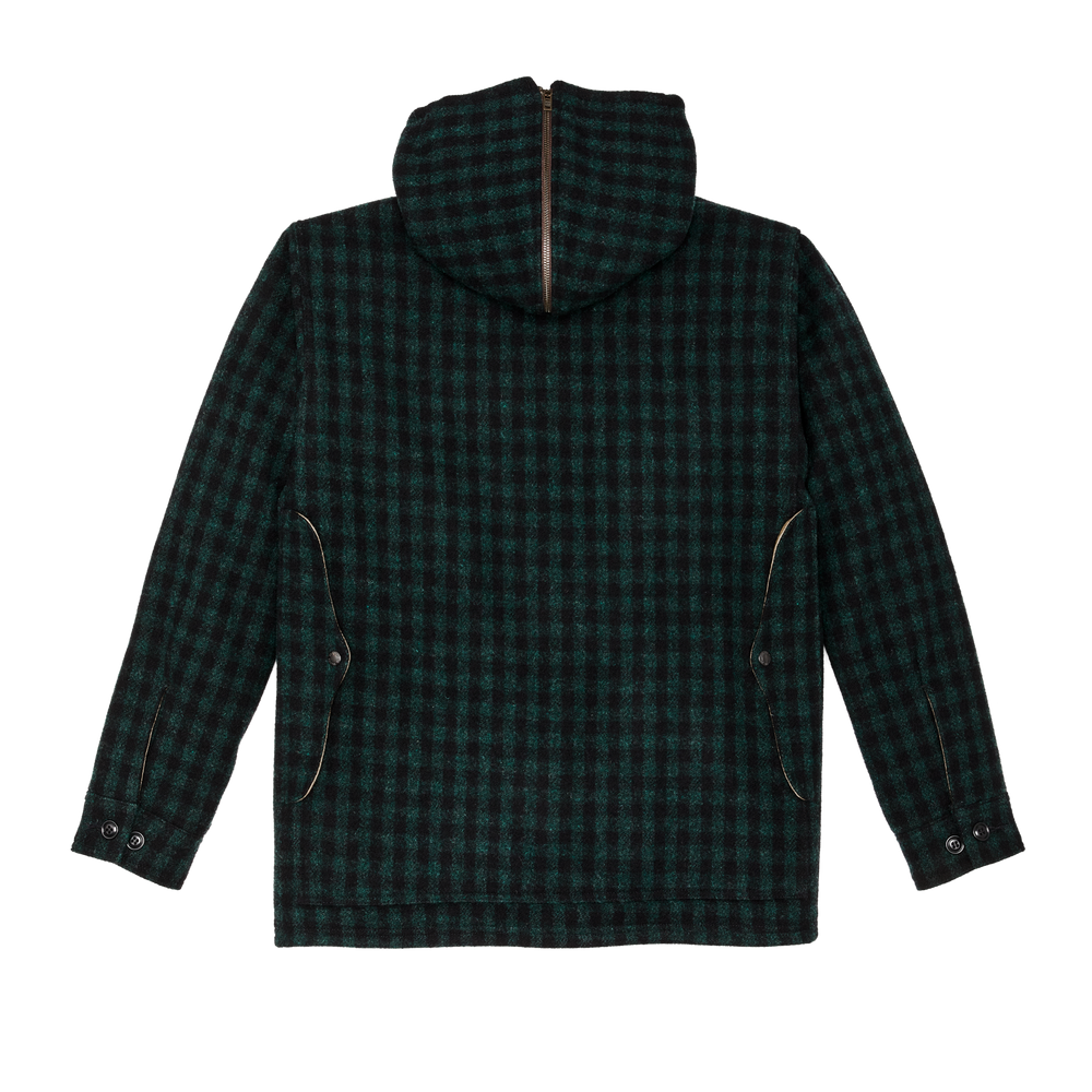 Alternate view of the Filson Mackinaw Wool Hooded Cruiser Jacket - Dark Timber / Black Check