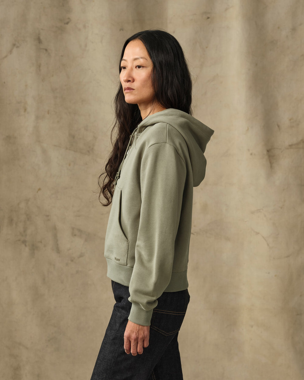 Women's French Terry Half-Zip Hoodie - Olive Branch