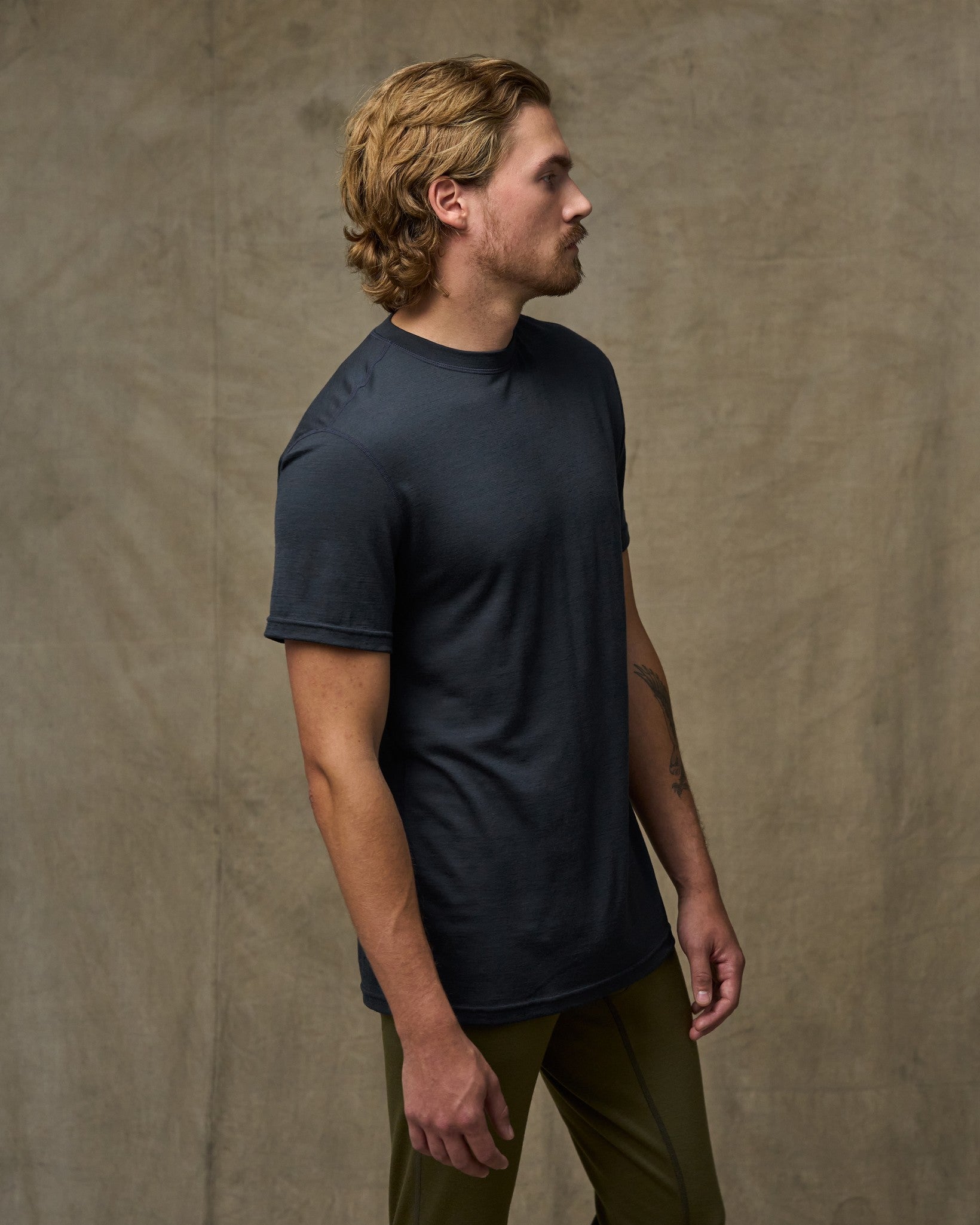 210g Merino Wool Short Sleeve Crewneck - Dark Navy