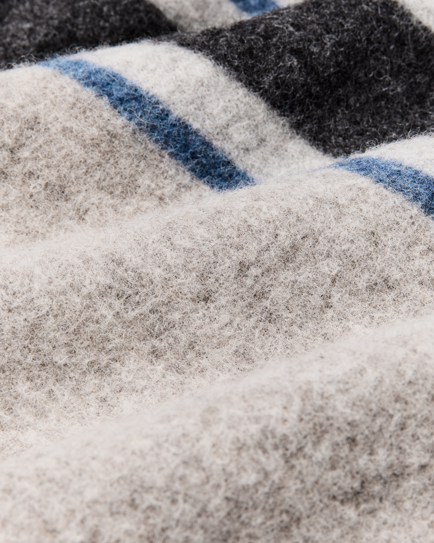 Women's Wool Overshirt - Gray / Black Blanket Stripe
