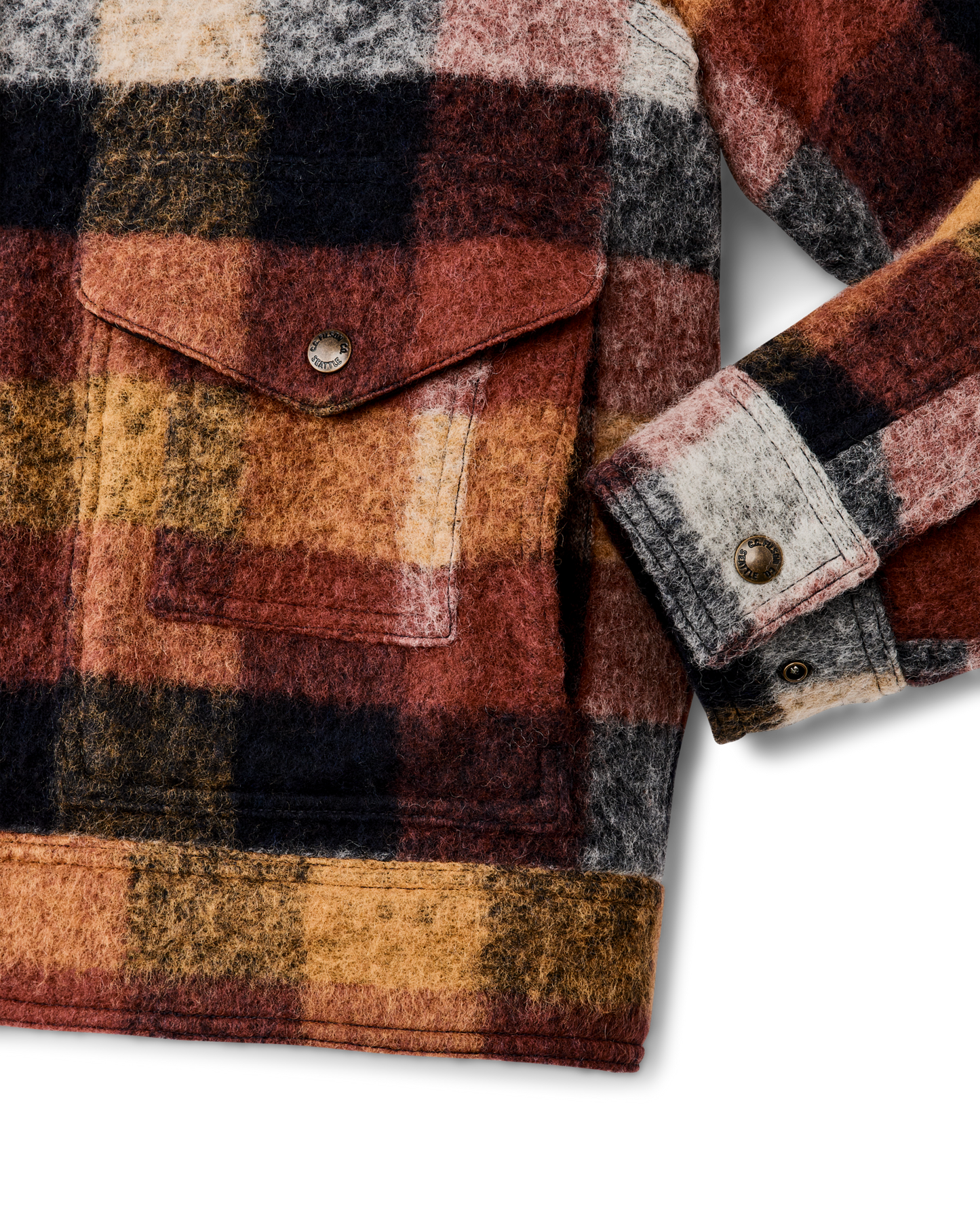 Women's Blanket Wool Heritage Jacket - Red / Orange / Black Plaid