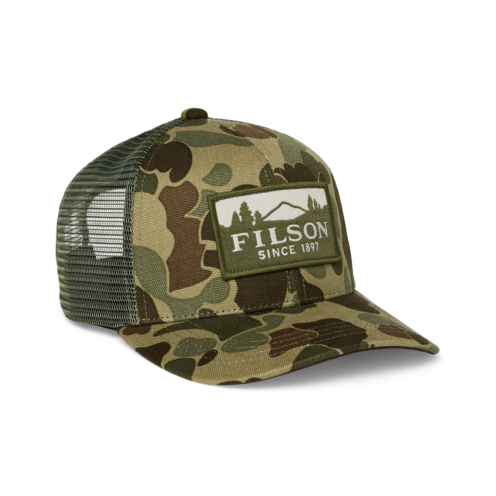 Front-facing image of the Filson Mesh Logger Cap - Camo / Scenic