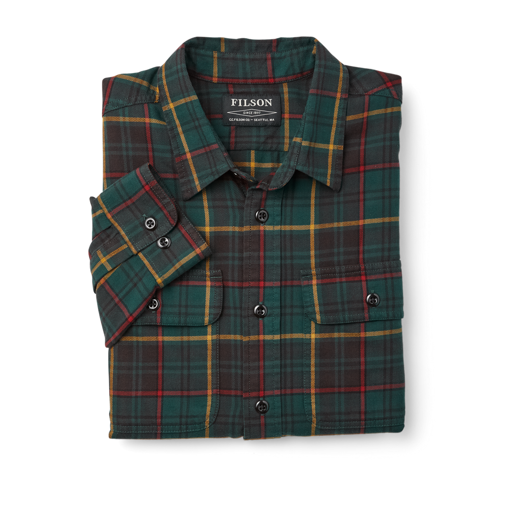 Alternate view of the Filson Scout Shirt - Hunter Green/brown Plaid