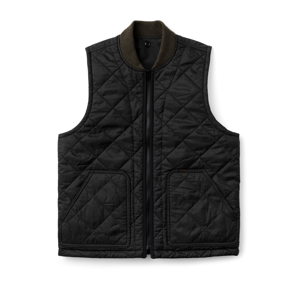 Front-facing image of the Filson Eagle Plains Vest Liner - Charcoal / Black