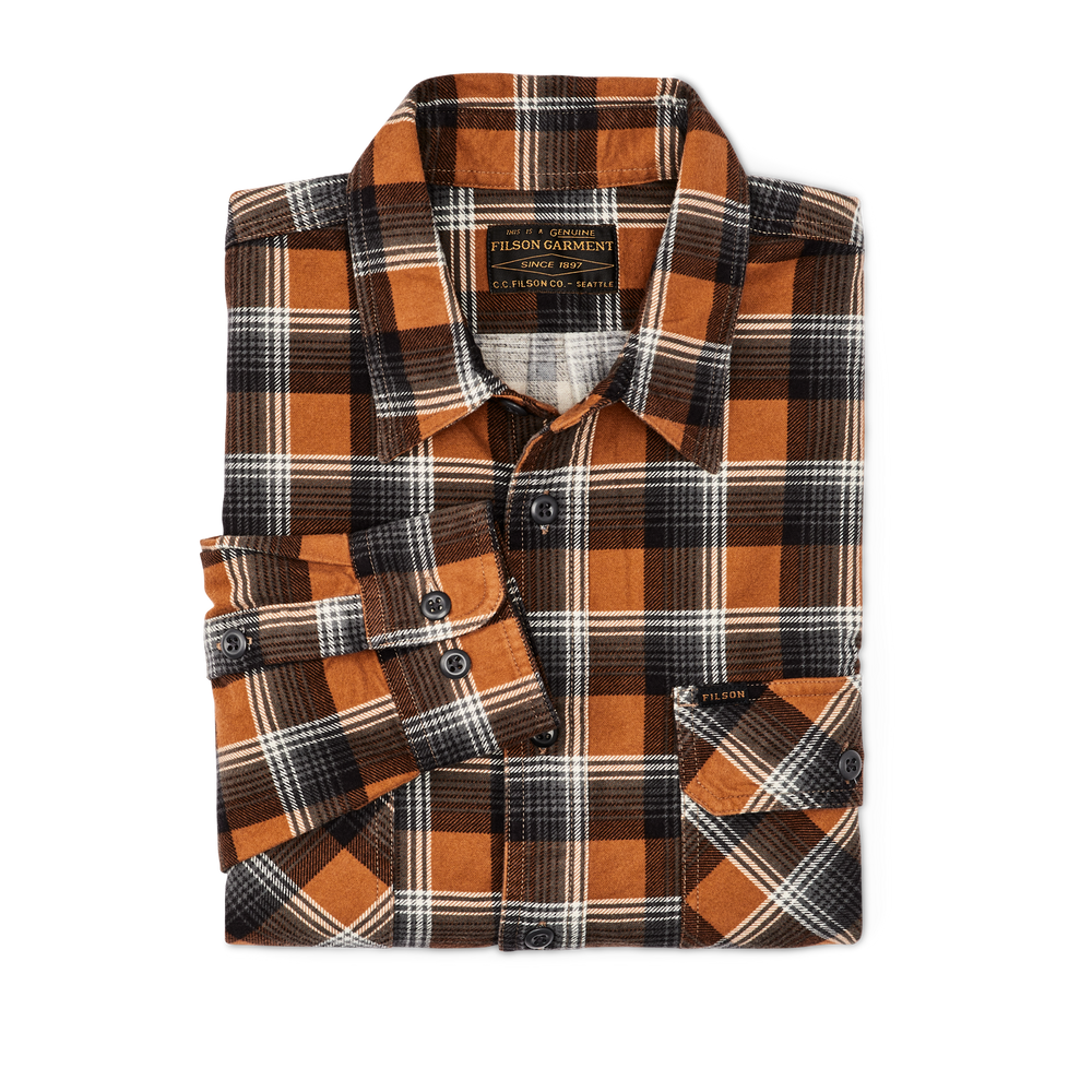 Alternate view of the Filson Field Flannel Shirt - Amber Rust / Gray Plaid