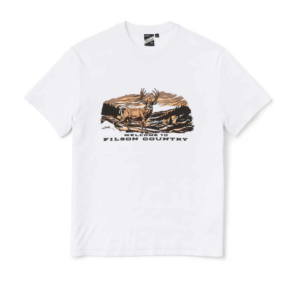 Front-facing image of the Filson Buckshot T-shirt - White Stag