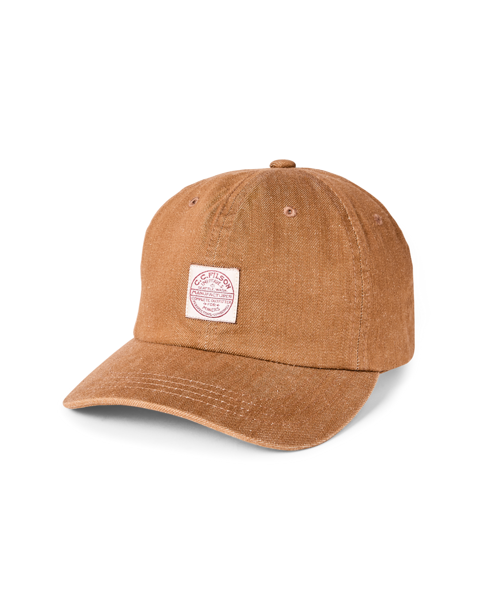 Front-facing image of the Filson 9.5-oz. Denim Cap - Harvest Tan