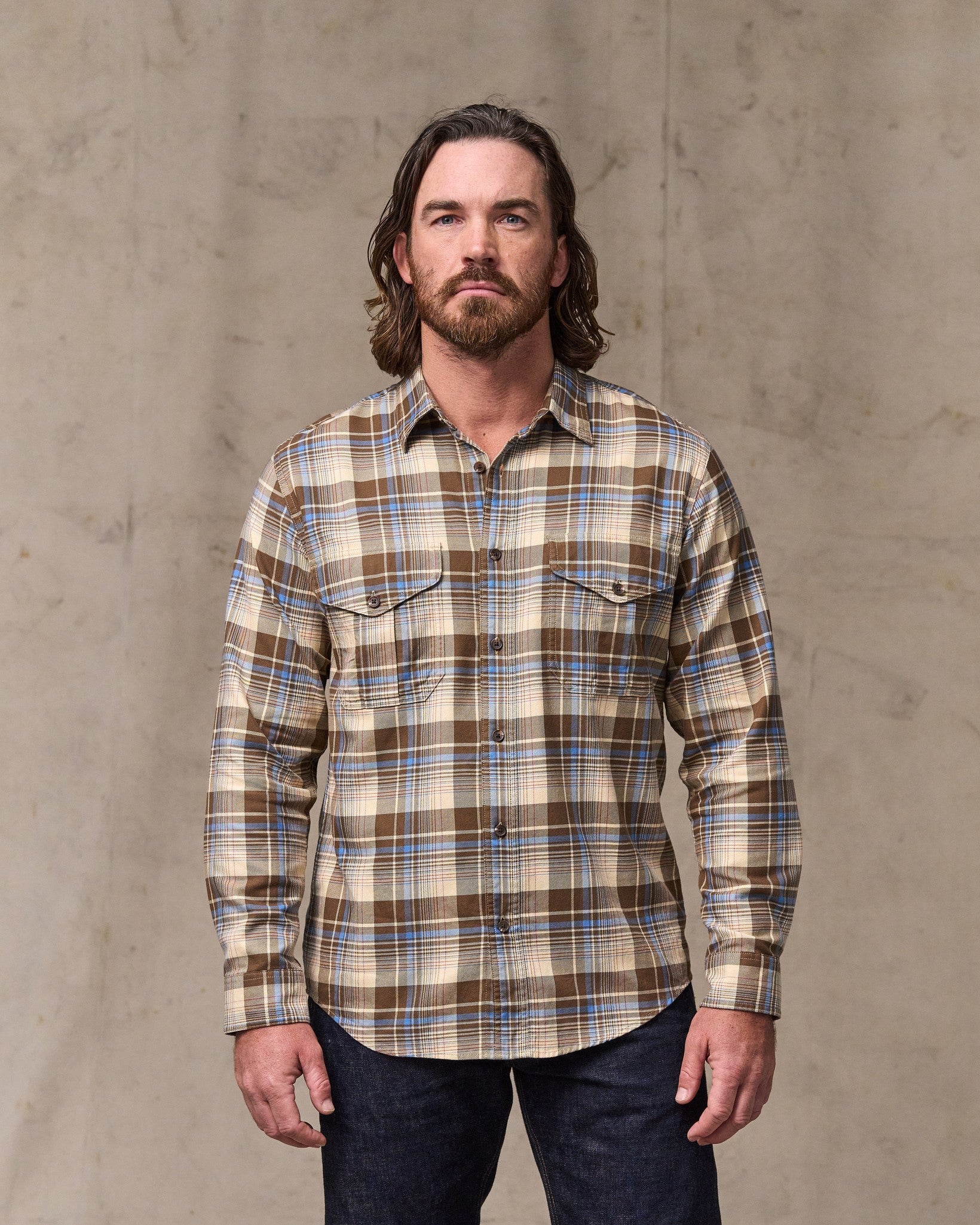 Lightweight Alaskan Guide Shirt - Cream / Blue / Multi Plaid | Filson