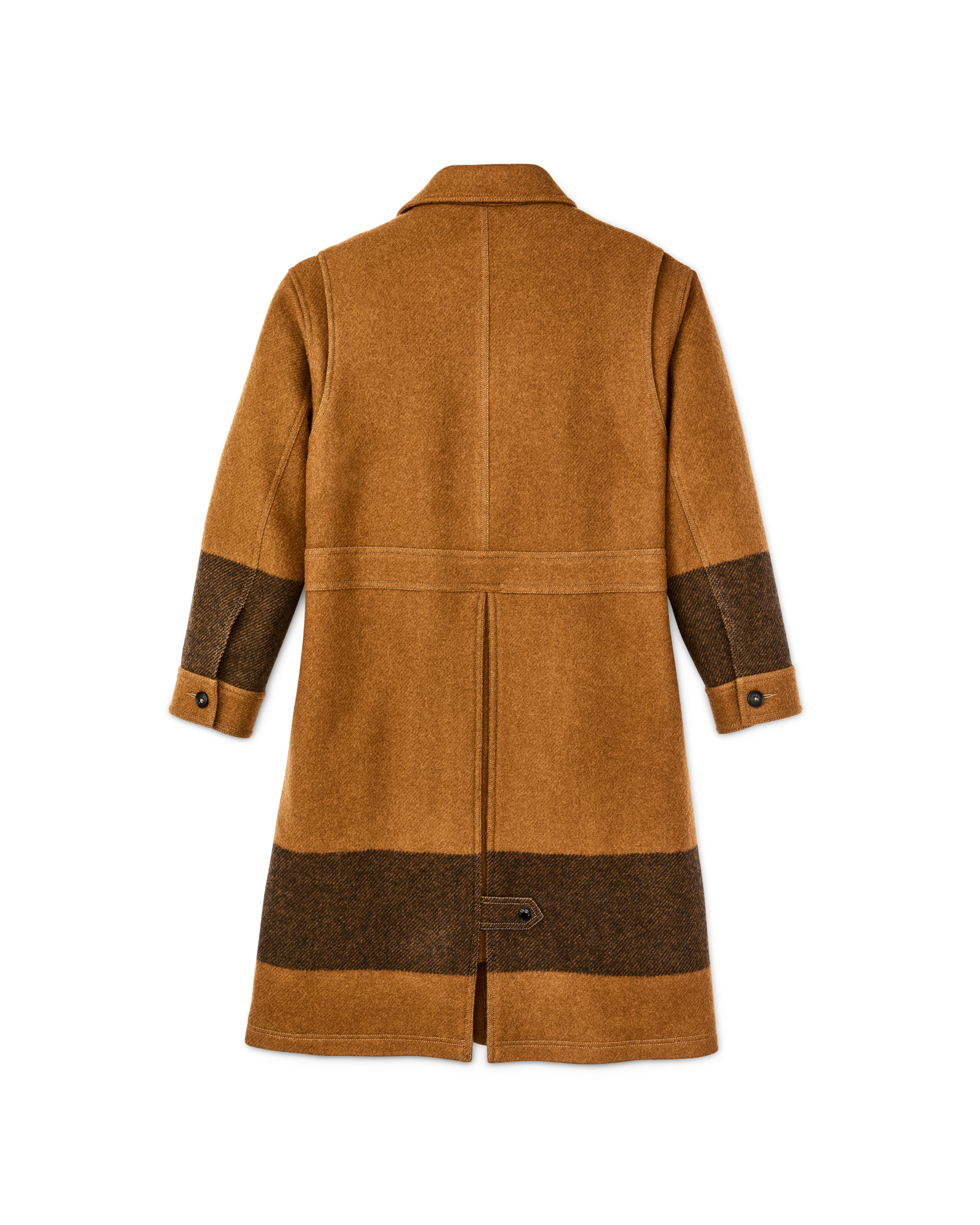 Women's Wool Long Cruiser Coat - Whiskey / Black Stripe