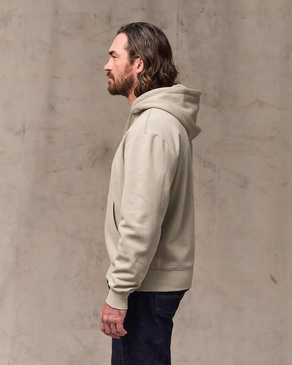 image of a model wearing Filson's Northwest Hoodie - Silver Sage