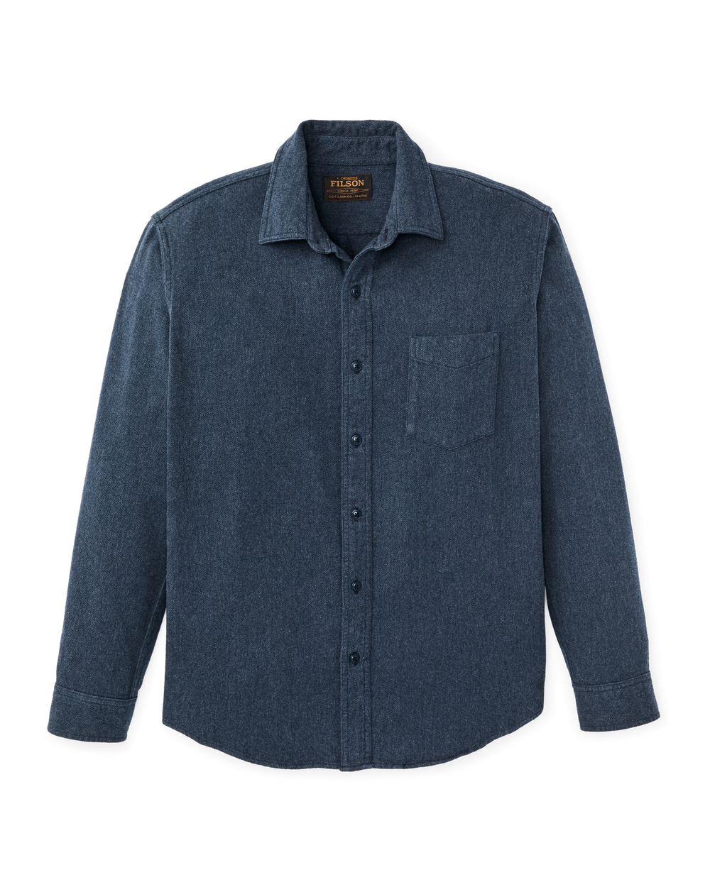Front-facing image of the Filson Rustic Flannel Shirt - Blue Heather