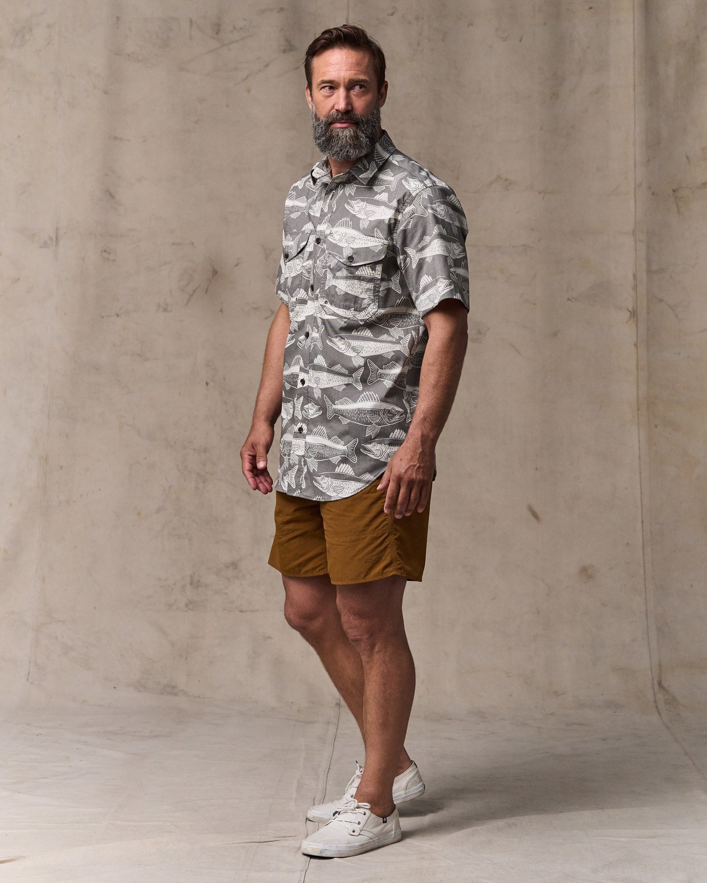 Twin Lakes Short Sleeve Sport Shirt - Beluga / Print