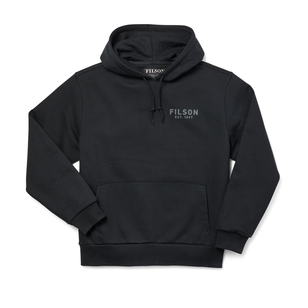 Front-facing image of the Filson Popeye Pullover Hoodie - Black Popeye Helm