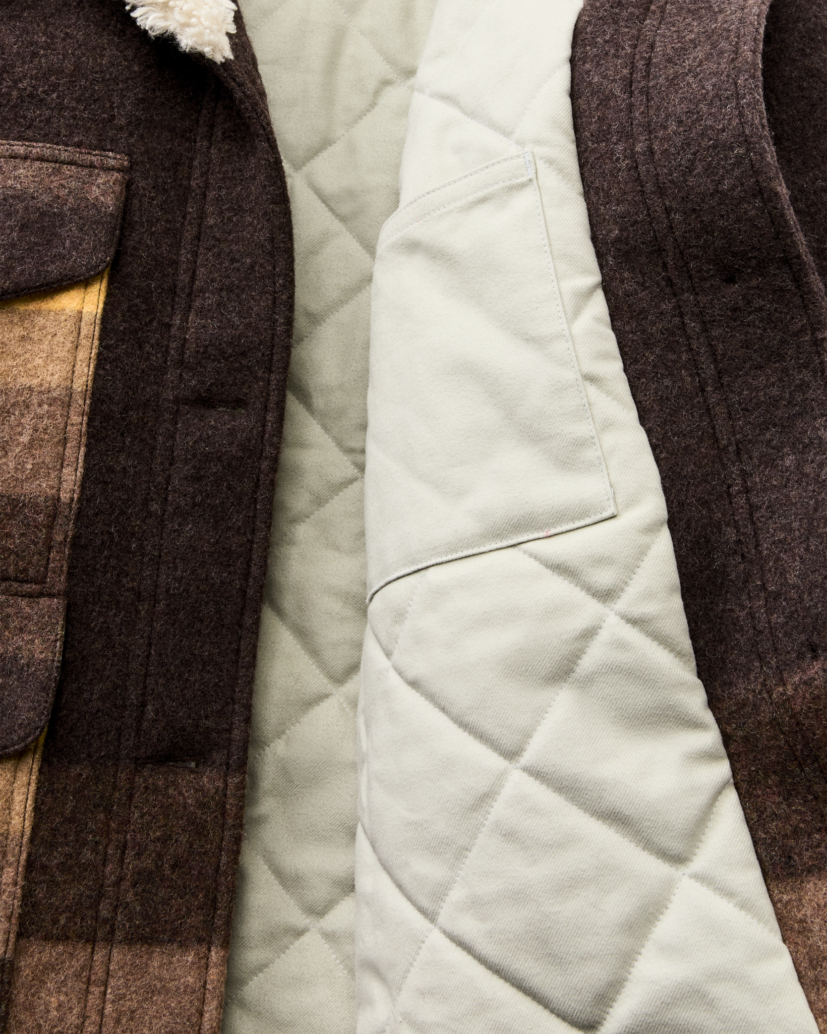 Women's Kodiak Shawl Collar Coat - Brown / Yellow Stripe