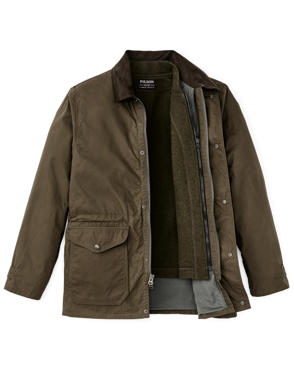 Dry Wax Mile Marker Coat - Burnt Olive | Filson
