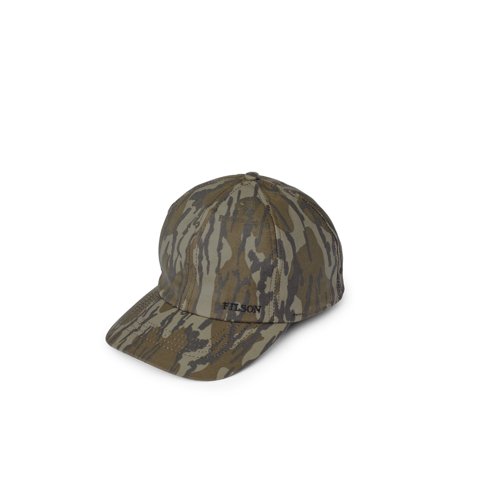 Front-facing image of the Filson Insulated Tin Cloth Cap - Mossy Oak Bottomland