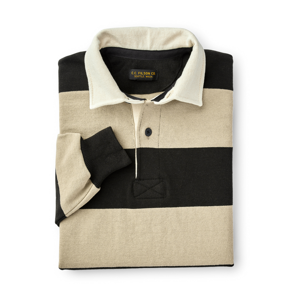 Alternate view of the Filson Striped Pro Rugby Shirt - Black/taupe