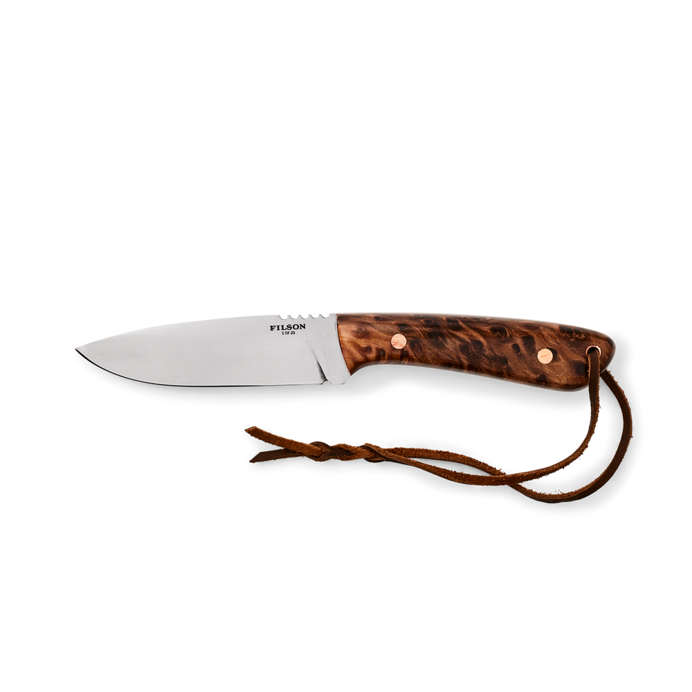 Front-facing image of the Filson Filson X Graycloud Ranger Knife - Redwood Burl