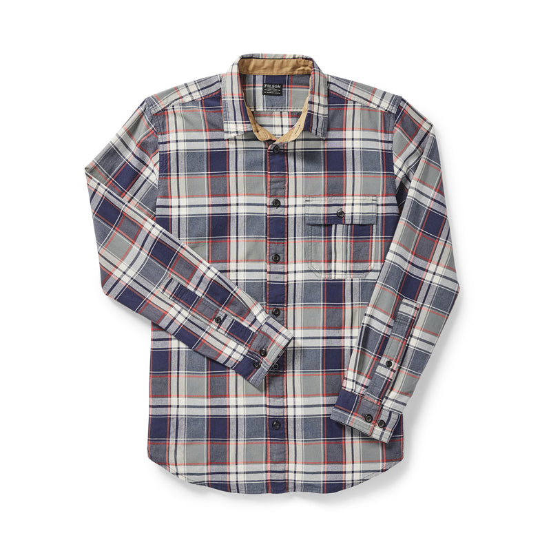 Rustic Oxford Shirt - Blue/gray/red Plaid
