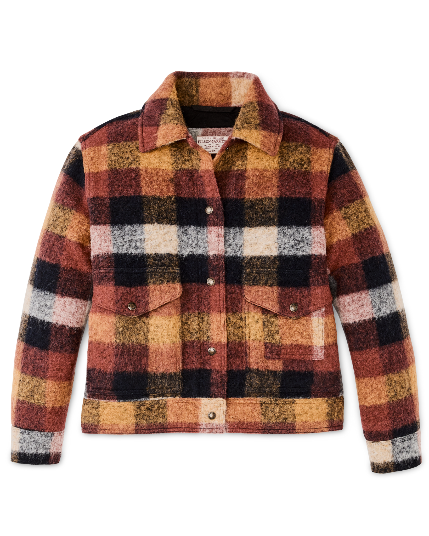 Women's Blanket Wool Heritage Jacket - Red / Orange / Black Plaid