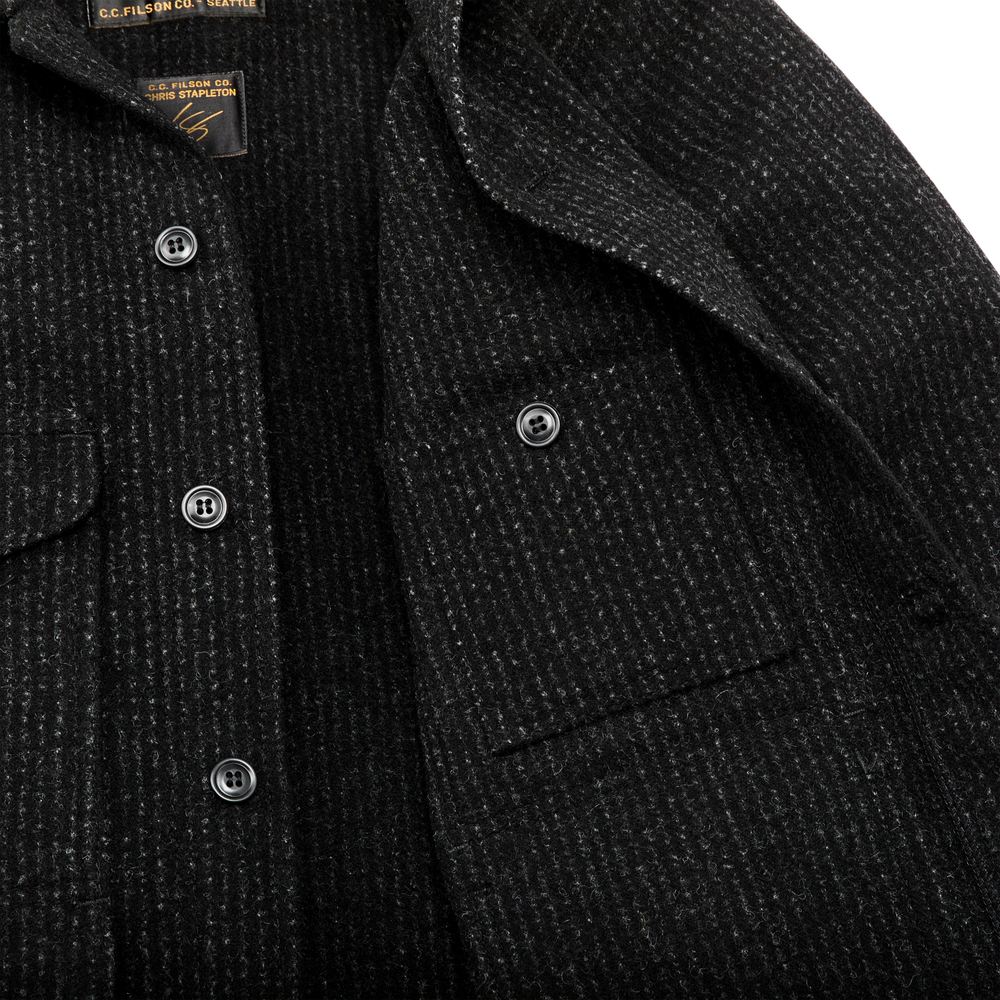 Alternate view of the Filson Chris Stapleton Signature Mackinaw Wool Cruiser - Black Charcoal / Rope Stripe