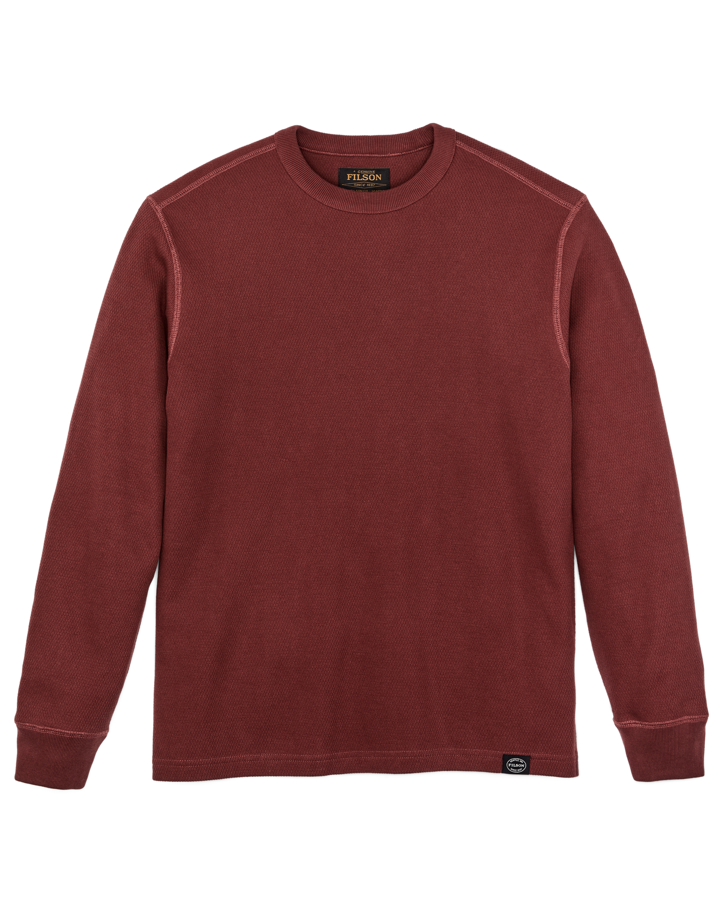 Waffle Knit Thermal Crewneck - Fired Brick