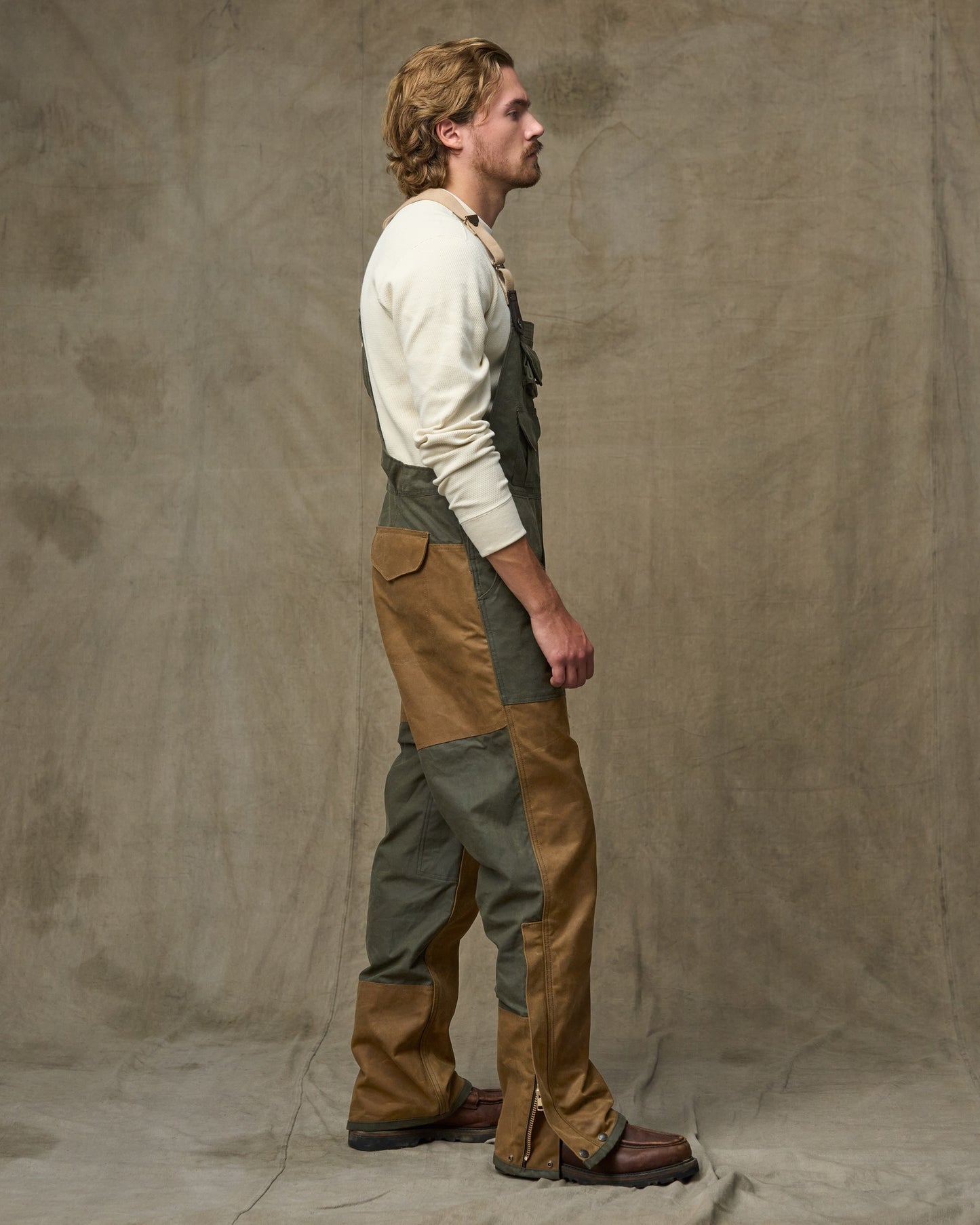 Double Hunting Bibs With Zipper - Otter Green / Dark Tan