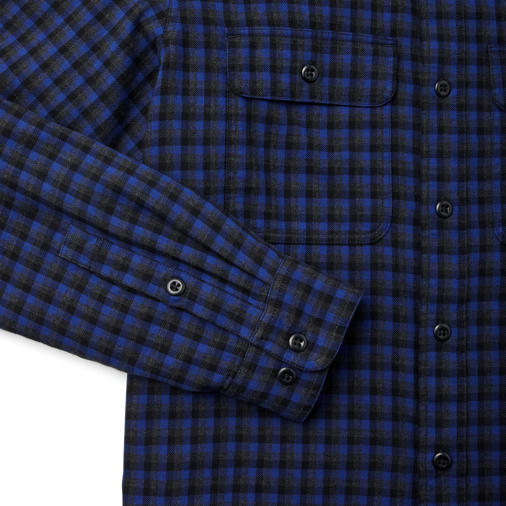 Alternate view of the Filson Scout Shirt - Cobalt/black/heather Gray Plaid