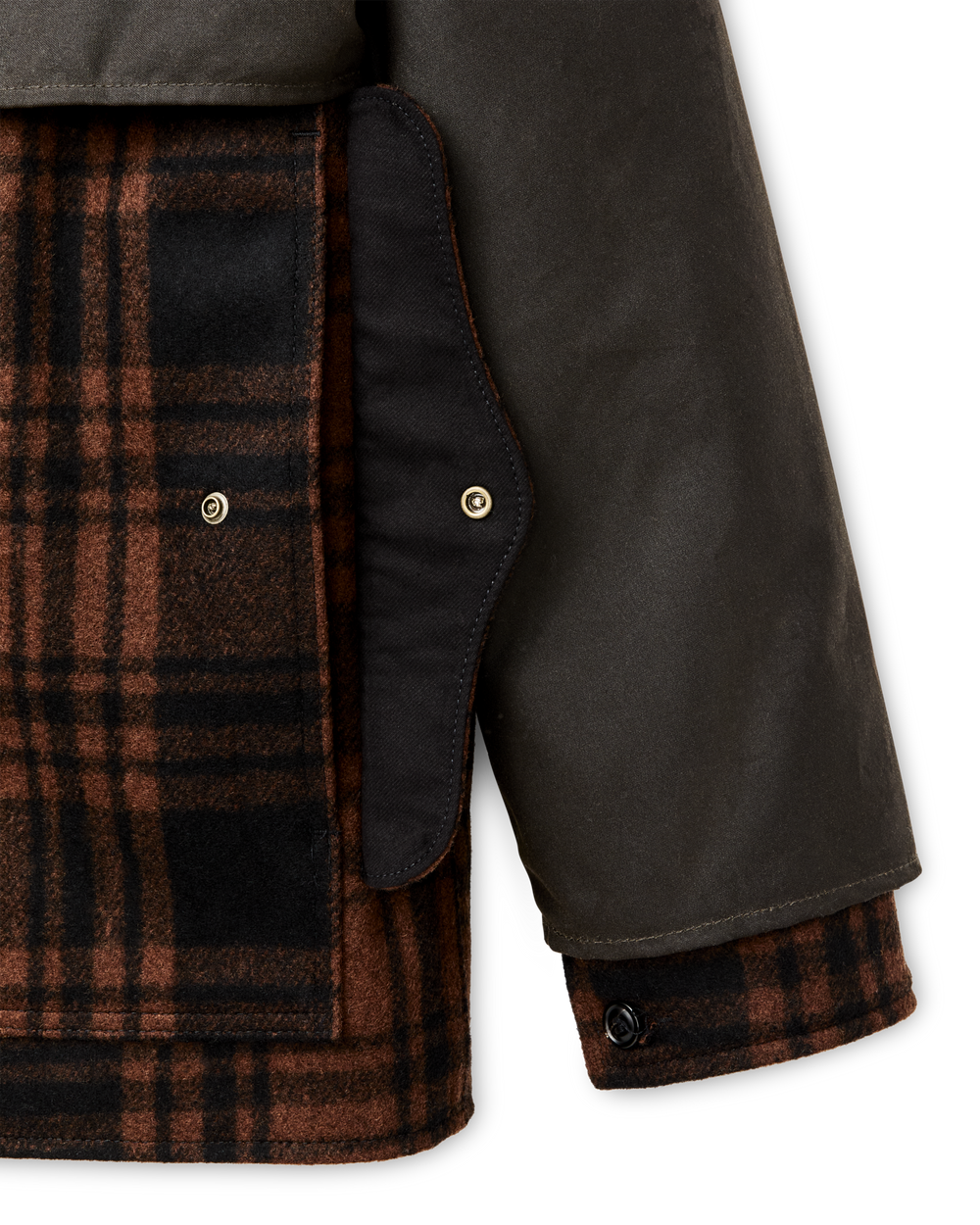 Alternate view of the Filson Mackinaw Wool Caped Cruiser Jacket - Brick Plaid
