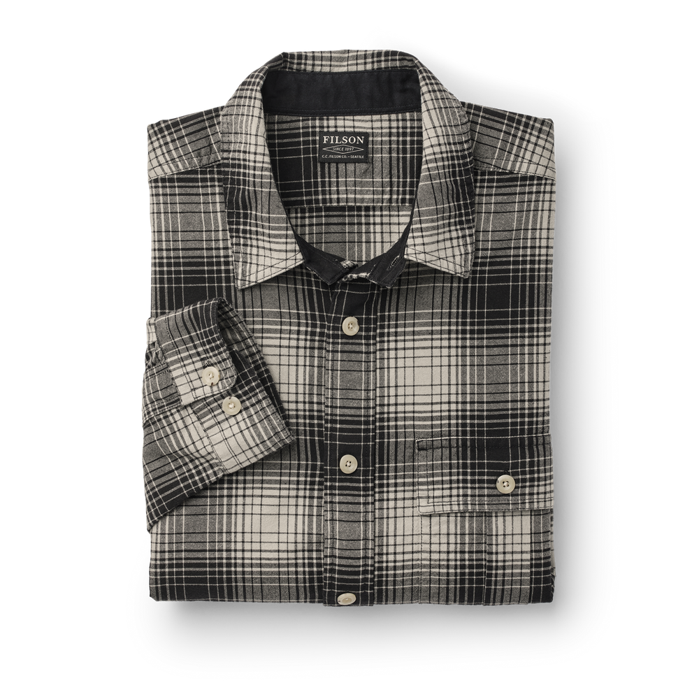 Alternate view of the Filson Rustic Oxford Shirt - Black/dusty Khaki Plaid