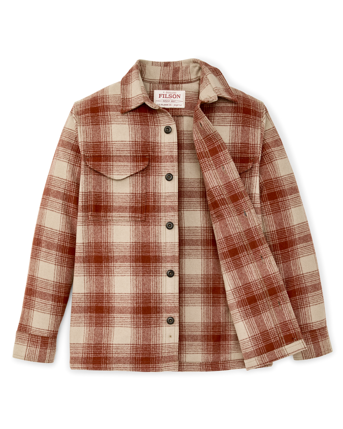 Alternate view of the Filson Wool Jac-shirt - Brick Multi Plaid