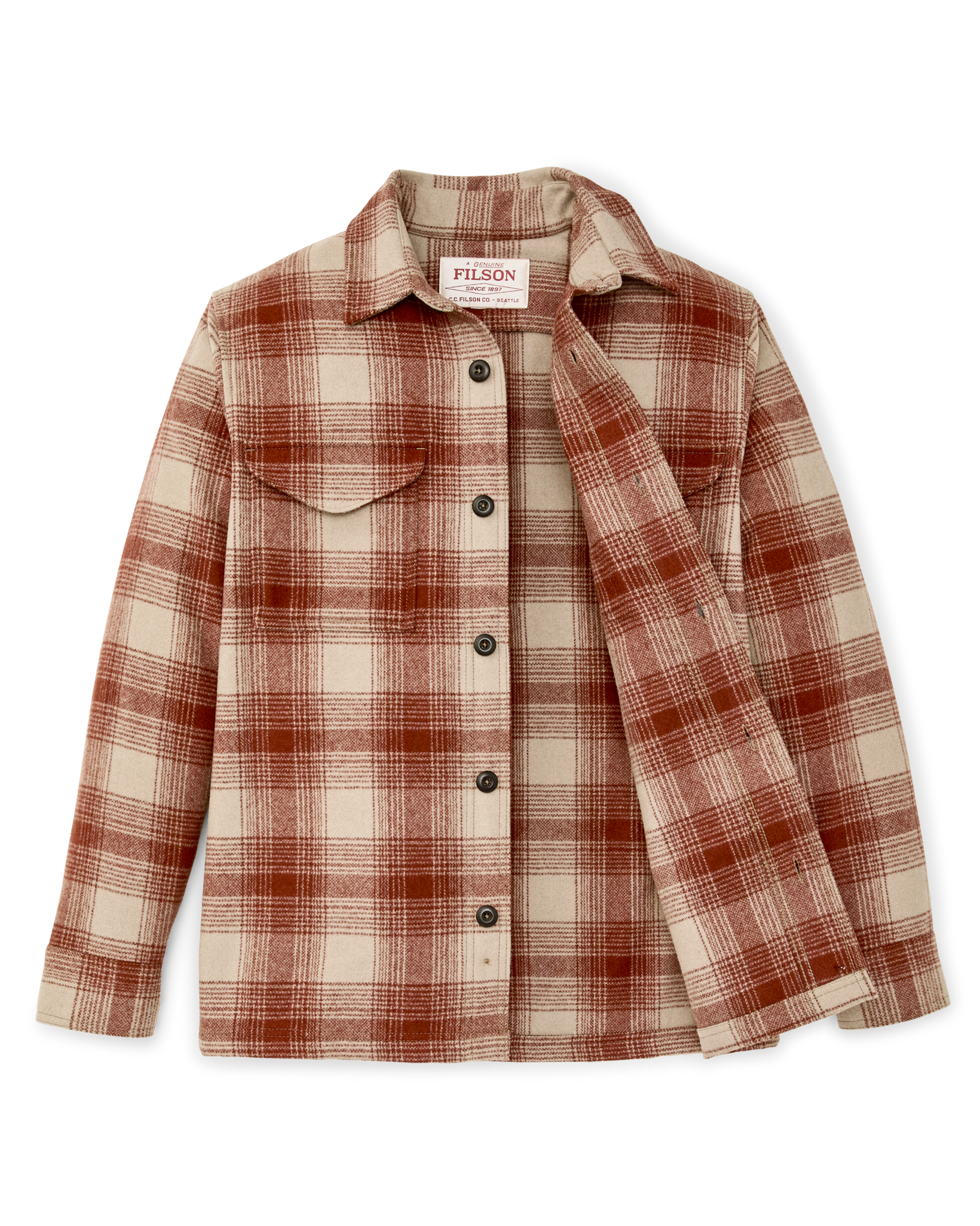 Alternate view of the Filson Wool Jac-shirt - Brick Multi Plaid