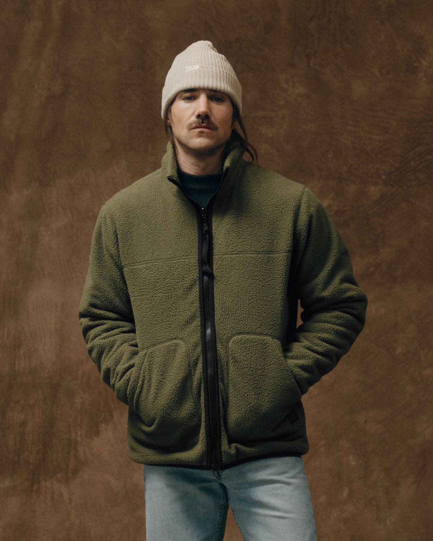 Reversible Pile Fleece Jacket - Dark Olive Drab