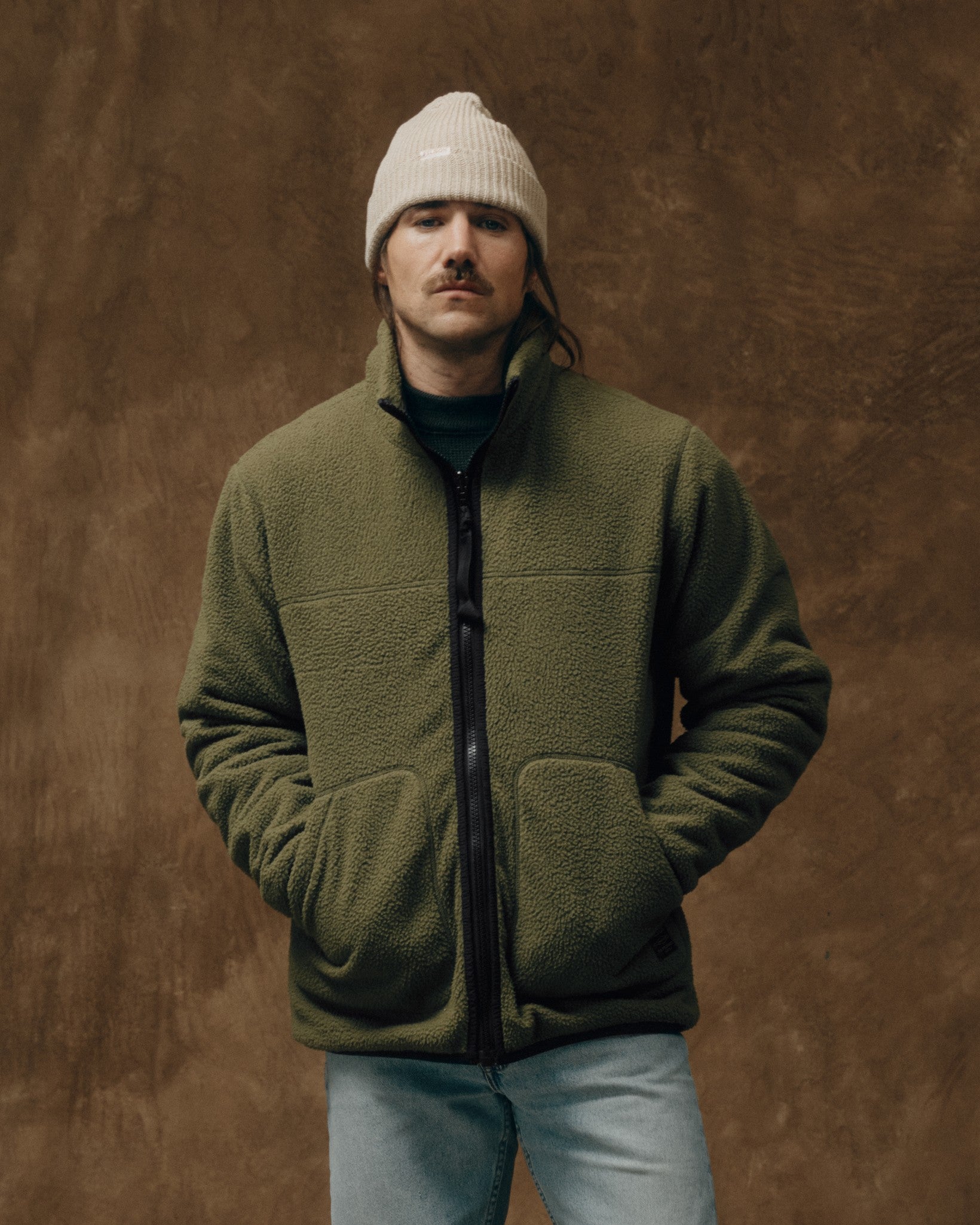 Reversible Pile Fleece Jacket - Dark Olive Drab