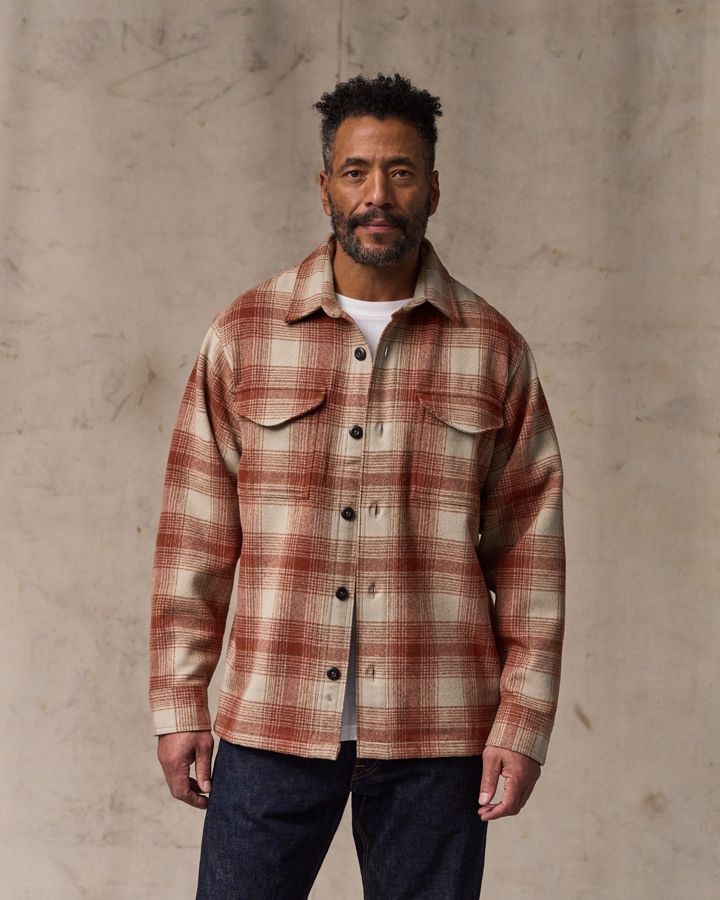 Wool Jac-shirt - Brick Multi Plaid