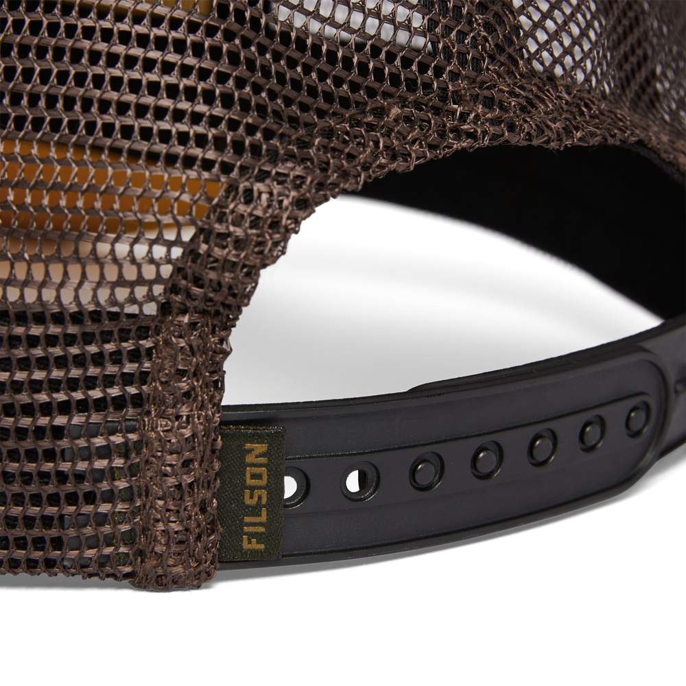 Alternate view of the Filson Mesh Snap-back Logger Cap - Yellow / Prince Fly Patch